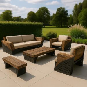 Zestaw ogrodowy z drzewa oliwnego